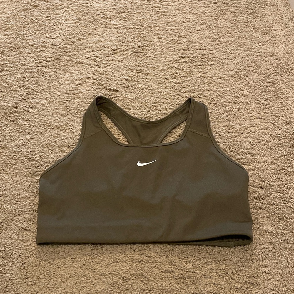 Olive Green Nike Swoosh Sports Bra - Size Large